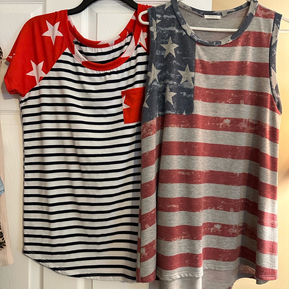 Patriotic Striped and Star Tops